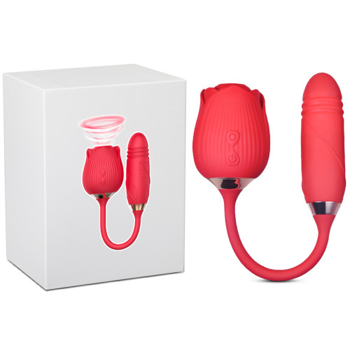 Double Pleasure suction Rose with thrusting bullet 38 cm