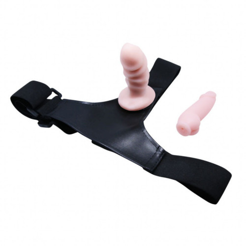 Jessica strap-on harness with two dildo attachments