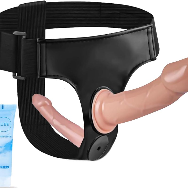 Strap On Dildo Wearable Kit - Sex Harness with 2 Removeable Realistic Penis for Female Masturbation SM Adult Sex Toys for Women Couples Lesbian - Flesh