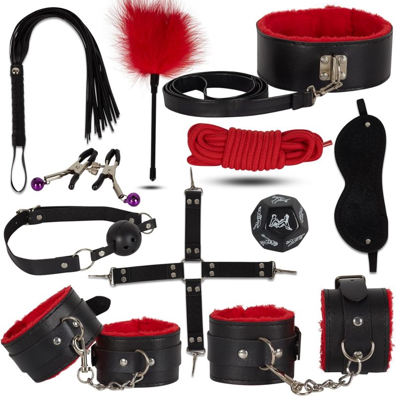 Sex Toys BDSM Kit Bondage - 11PCS Adult Toys Restraints Bondage Gear & Accessories Adult Sex Toys & Games Sex Things for Couples (Red)